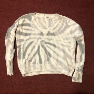 Pink Victoria’s Secret gray tie dye v neck sweater L